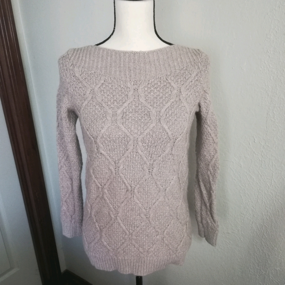 Oatmeal LOFT Wool Braided Sweater